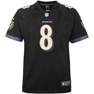 Nike Lamar Jackson Baltimore Ravens Jersey Kids‎ Medium 10/12 Black NFL 8